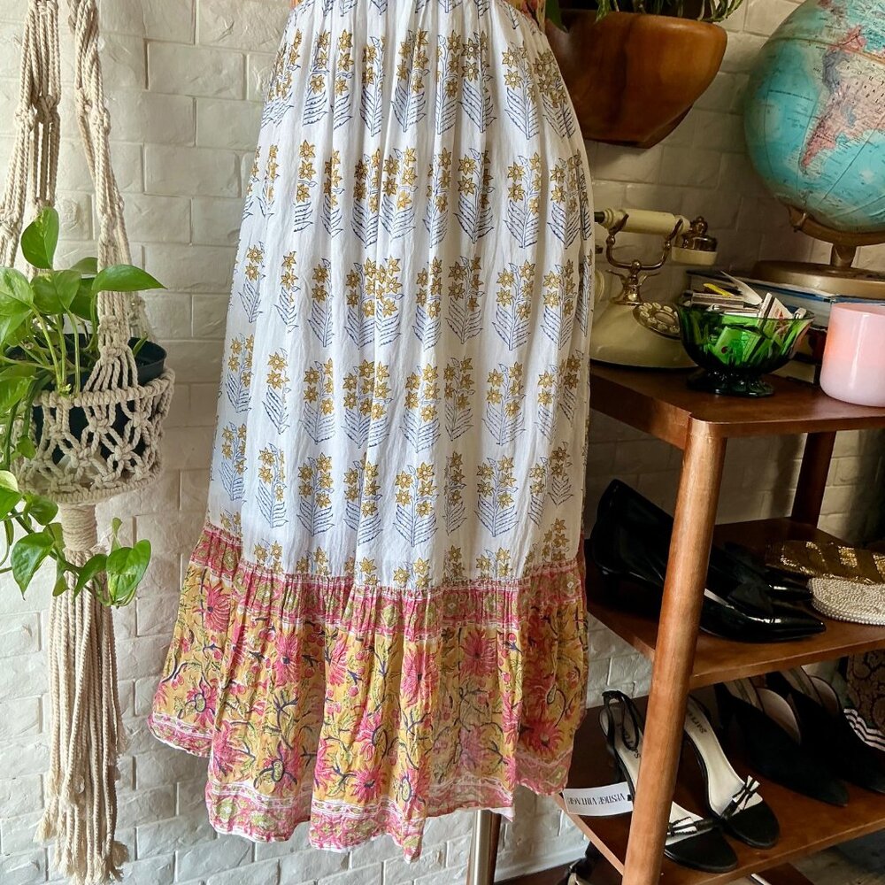 Perry Walker Collective Calli Midi Dress Pink Yellow Floral Boho Cottage - Picture 5 of 11
